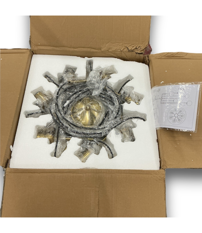 54350 Brushed Gold Clear Glass Meta Chandelier