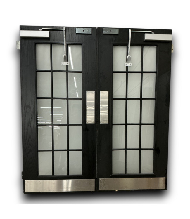54323 Black Frosted Glass French Doors 72.25" X 80"
