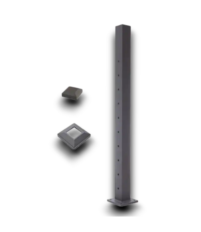 52127 Textured Black Aluminum Deck Line Post 2.5"W