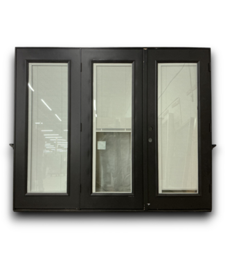 53412 Black 3 Panel French Patio Door With Blinds 95"W x 79"H