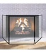 49542 Black Steel 3-panel Flat Fireplace Screen