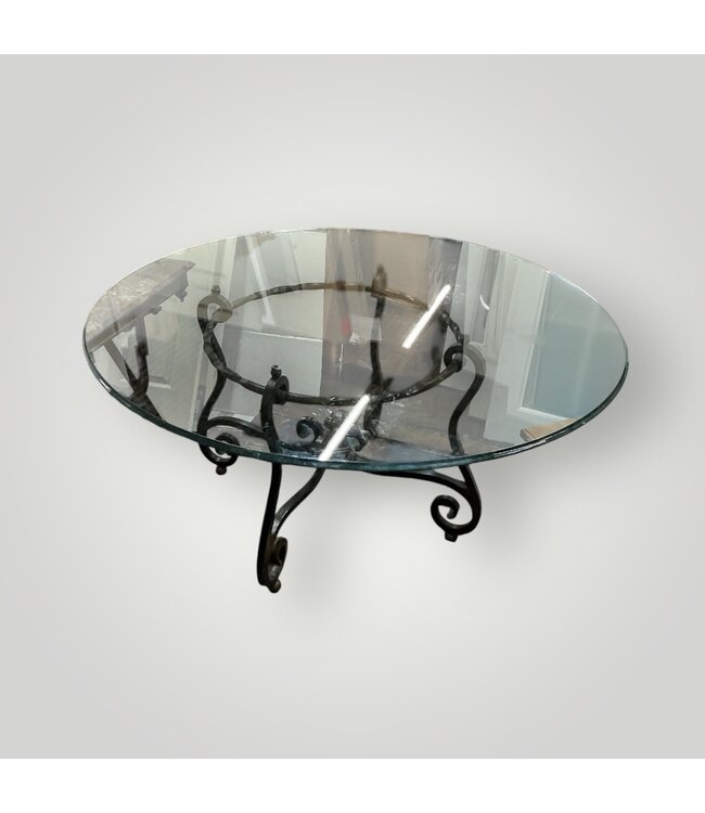 51897 Antique Bronze Round Glass Top Table