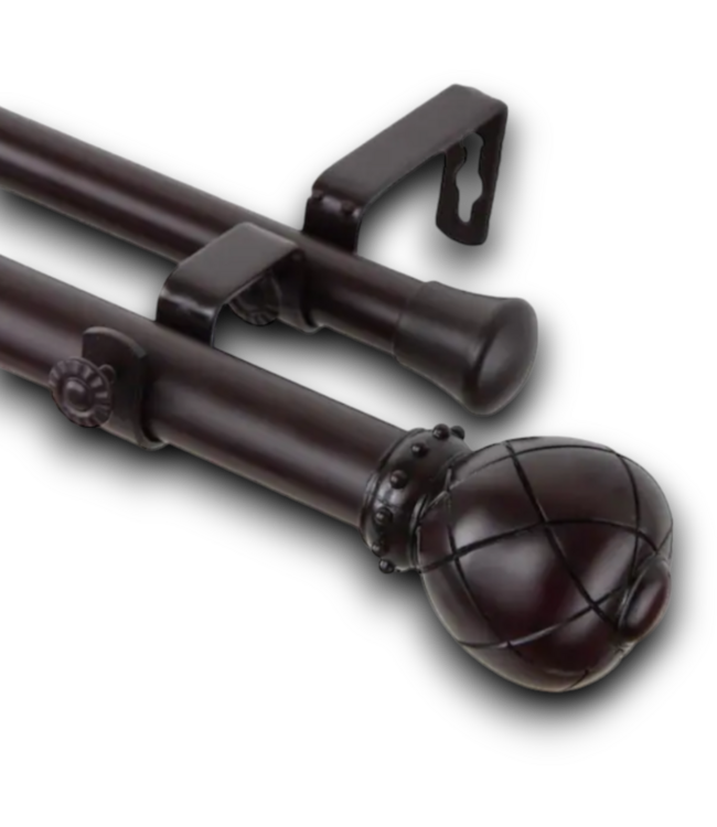 54502 Mahogany Steel Double Curtain Rod 2-pk