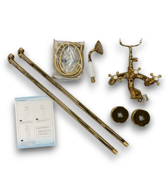 54570 Wayne Polished Gold 2 Handle Clawfoot Tub Filler
