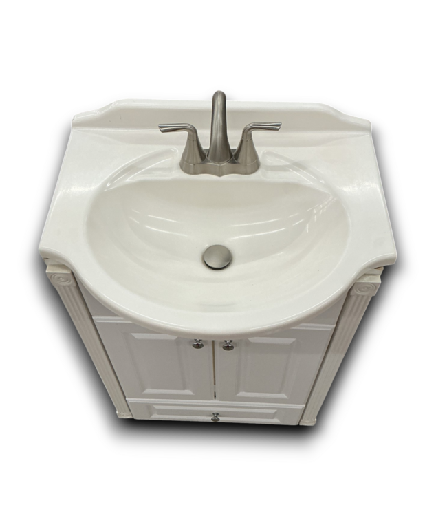 54493 Cotton White Bathroom Vanity & Wall Cabinet