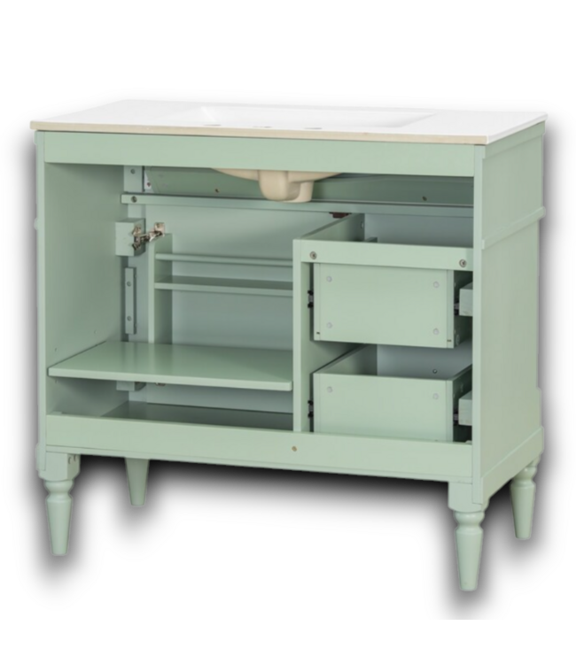 54533 Light Green Bathroom Vanity With White Ceramic Sink 36"
