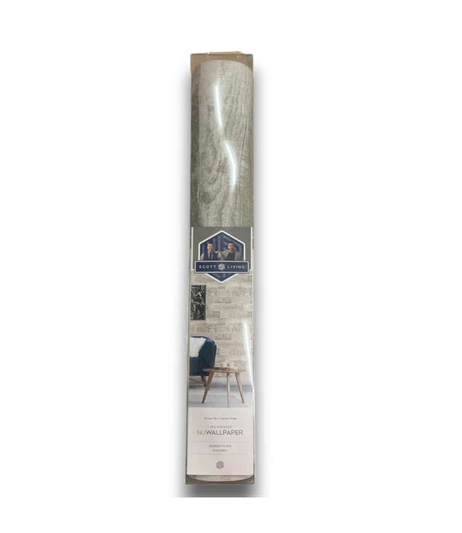 52761 Blue Green Vinyl Wood Self-Adhesive Peel and Stick Wallpaper