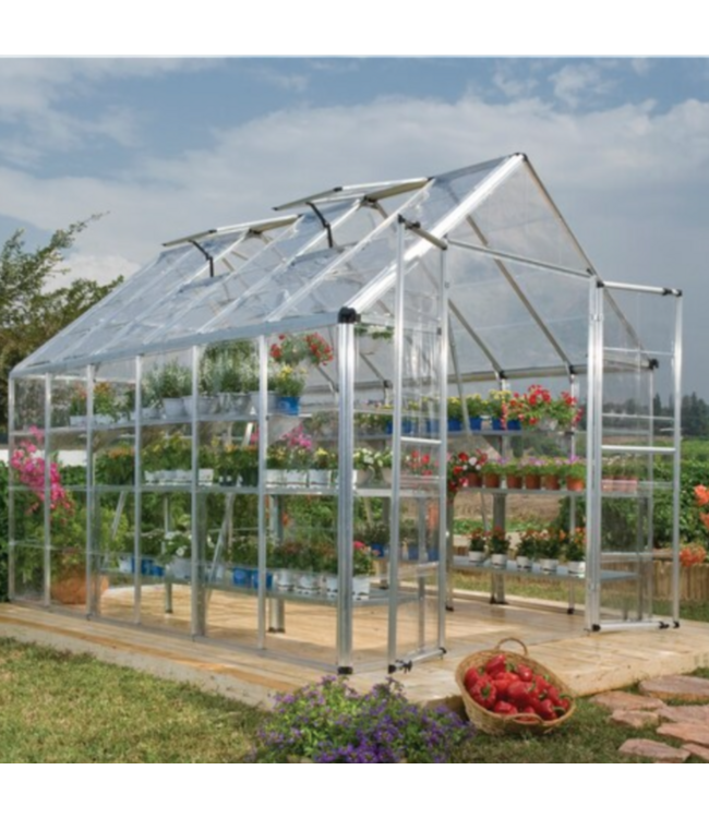 54492 Snap And Grow Silver Frame/clear Panels Greenhouse Kit 12' X 8'