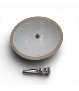 49900  White Ceramic Sink with Drain 19.5"W