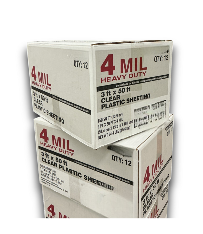 53189 3 x 50 Ft Clear 4-Mil Poly Heavy Duty Plastic Sheeting