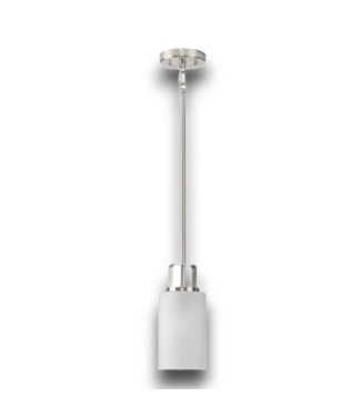 Bud's Warehouse 54119 League 1- Light Brushed Nickel  Farmhouse Etched Glass Cylinder Small Hanging Pendant Light