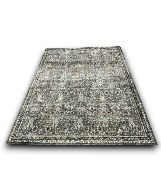 54697 Green Retro Full Floral Plant Washable Area Rug 9 X 12