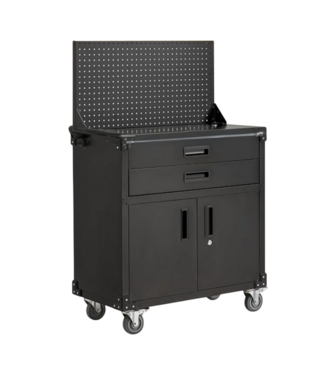 54717 52" Black Metal Work Bench For Garage With Pegboard