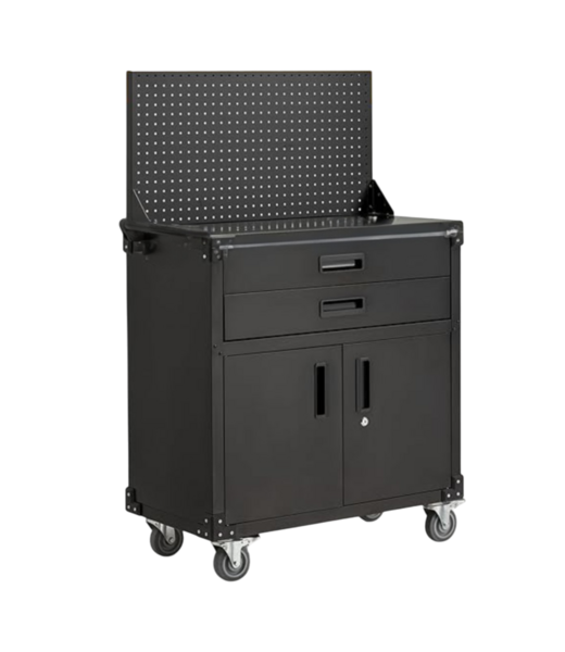 54717 52" Black Metal Work Bench For Garage With Pegboard