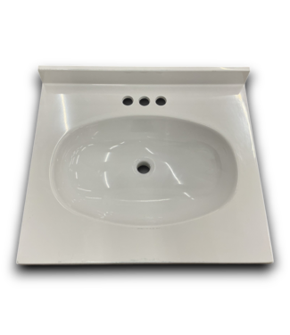 54723 White Cultured Marble Single Sink Bathroom Vanity Top 25"