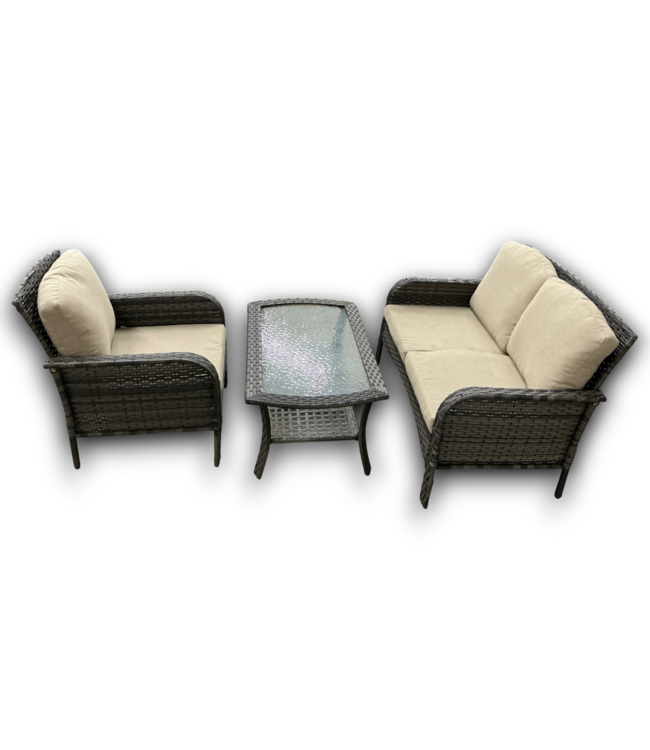 54733 New August 3 Piece Rattan Patio Conversation Set
