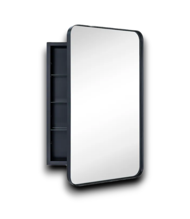54737 Black Mirrored Medicine Cabinet 20"