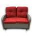 54793 Grey Wicker With Brick Red Cushions Rocker Chair