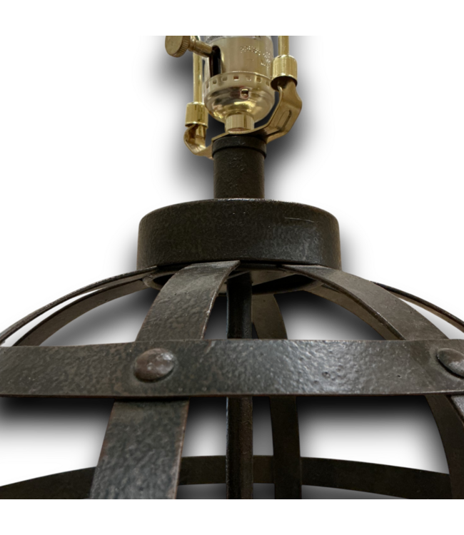54799 Orb Cage Table Lamp With Burlap Shade