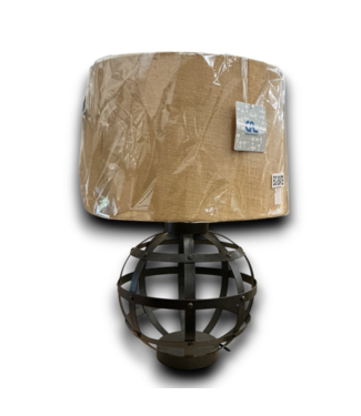 54799 Orb Cage Table Lamp With Burlap Shade