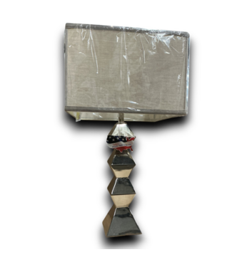 54801 Geometric Table Lamp With Linen Shade