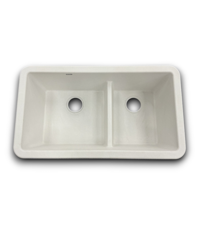 Bud's Warehouse 54831 Ikon Farmhouse Apron Front Granite Double Offset Bowl Kitchen Sink