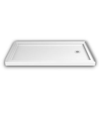 Bud's Warehouse 54862 Slimline Right White Rectangle Shower Pan Base