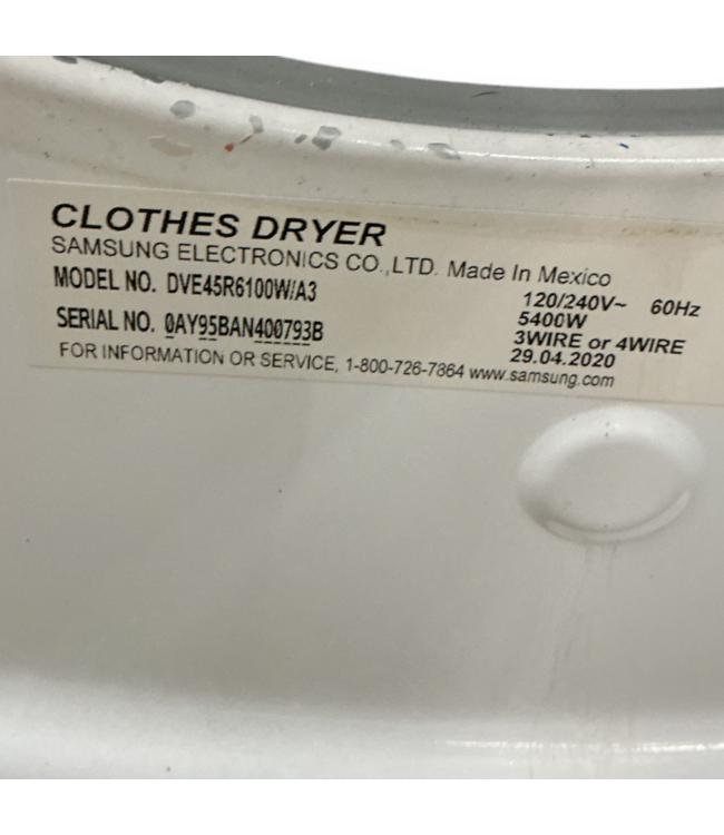 Bud's Warehouse 54857 White Electric Front Load Dryer 27"w