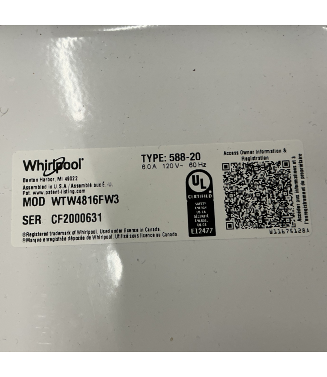 Bud's Warehouse 54863 White Electric Top Load Washer 27"w