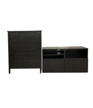 Bud's Warehouse 54889 Ebony Drawer Chest & Tv Stand Set Of 2 Pcs.