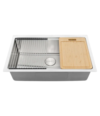 Bud's Warehouse 54898 Renaro Undermount Stainless Steel Workstation Kitchen Sink
