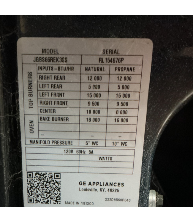 Bud's Warehouse 54894 Black & Stainless Steel Gas Range 30"