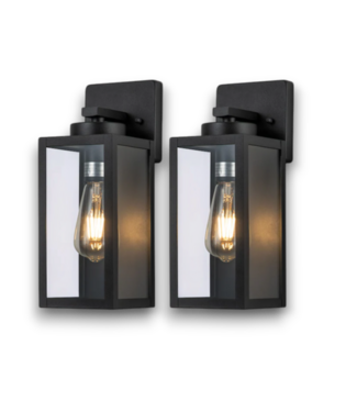 Bud's Warehouse 54928 Matte Black Hardwired Outdoor Wall Light 2-pk