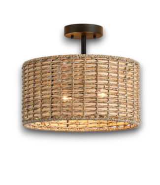 Bud's Warehouse 54972 14” Black Light With Rattan Shade - Ceiling