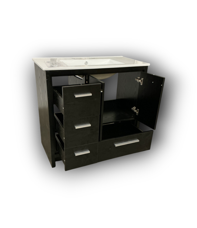 Bud's Warehouse 54986 Virage 36" Black Oak Freestanding Bathroom Vanity With Top