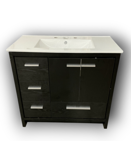 Bud's Warehouse 54986 Virage 36" Black Oak Freestanding Bathroom Vanity With Top