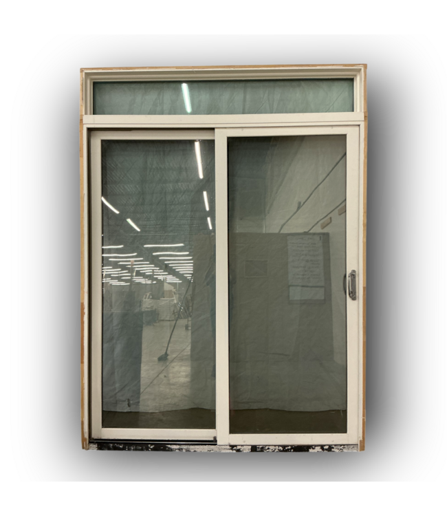 54991 Brick Red And Black Aluminum Wood Frame Sliding Patio Door With Transom