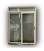 54991 Brick Red And Black Aluminum Wood Frame Sliding Patio Door With Transom