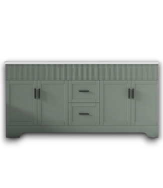 Bud's Warehouse 55086 Double Sink Green Bath Vanity With White Integrated Resin Top 72"