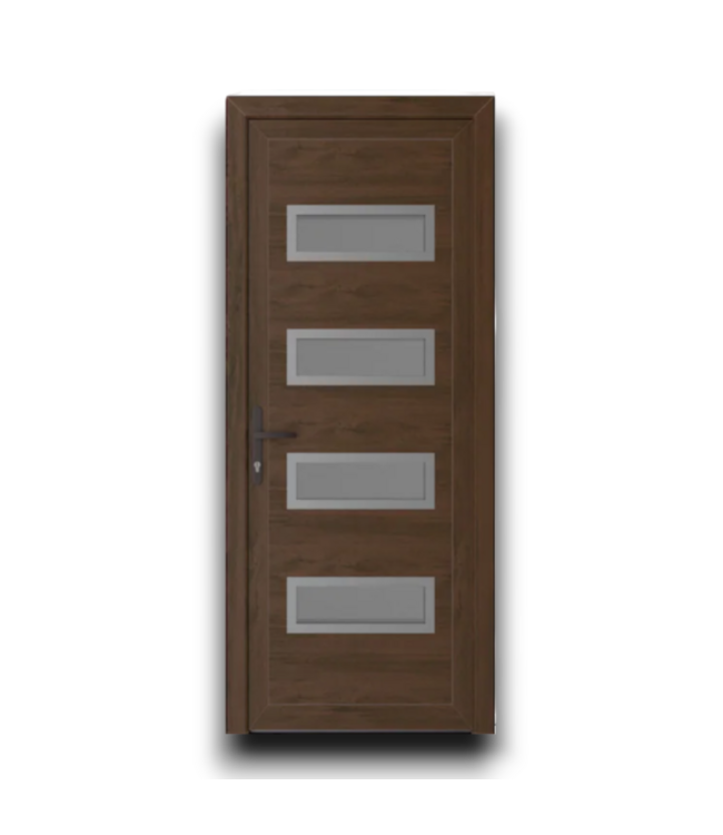 55104 4 Lite Exterior Steel Door Walnut Right Hand Inswing 32 X 80