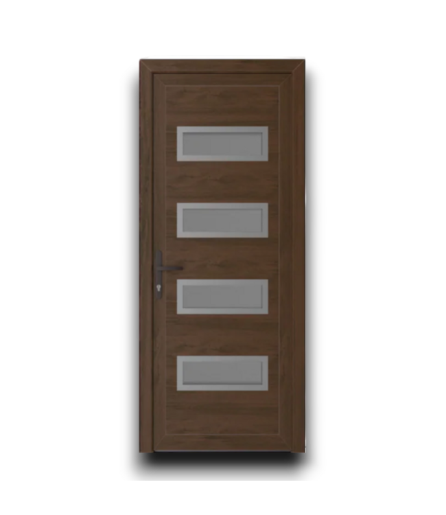 Bud's Warehouse 55104 4 Lite Exterior Steel Door Walnut Right Hand Inswing 32 X 80