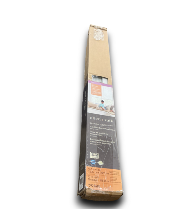 Bud's Warehouse 55097 45.5” X 48” White Cordless Wood Blinds