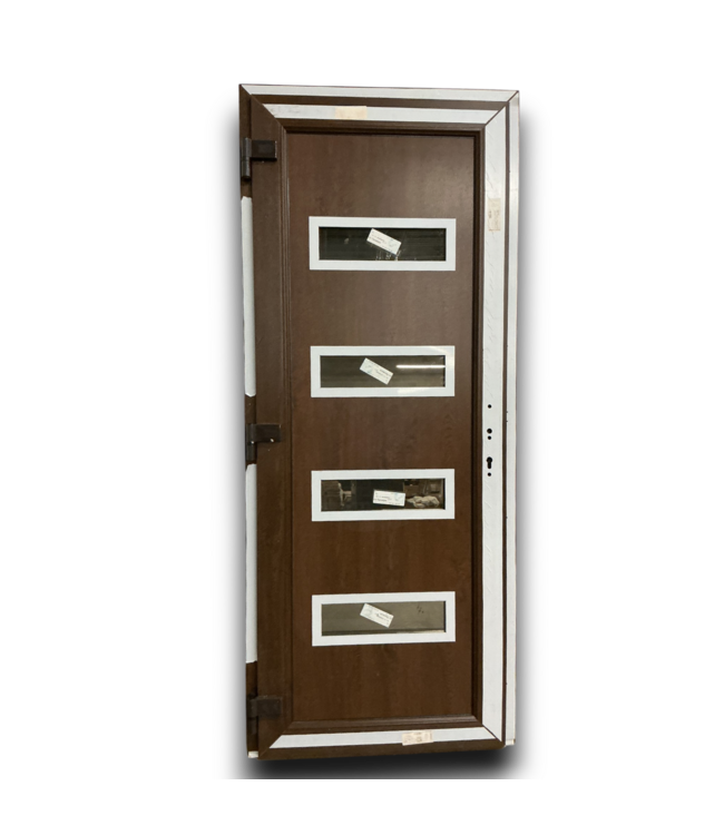 55104 4 Lite Exterior Steel Door Walnut Right Hand Inswing 32 X 80