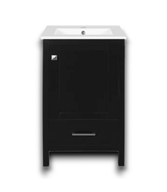 Bud's Warehouse 55111 Ready To Assemble Black Bathroom Vanity With Ceramic Sink 20"