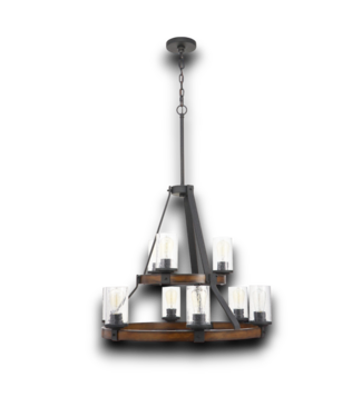Bud's Warehouse 55129 Seeded Glass 9-light Metal Chandelier