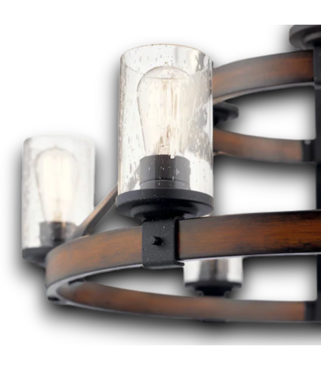 55129 Seeded Glass 9-light Metal Chandelier
