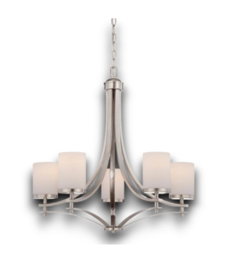 Bud's Warehouse 55194 5 Light Silver Satin Nickel Chandelier
