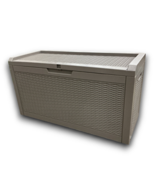 Bud's Warehouse 55198 Outdoor Storage Box With Rattan Effect Light Coffee 60 Gal.