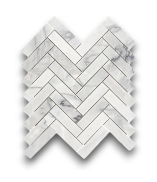 Bud's Warehouse 55239 Genuine Stone Refined White Herringbone Mosaic Floor Abd Wall Tile 178.6 Sq. Ft.