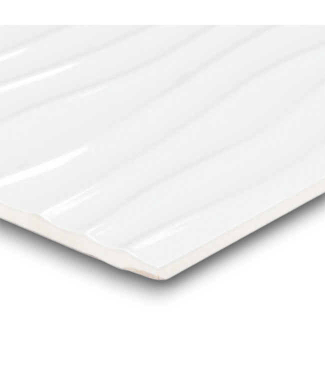55243 Hudson Brilliant White Motion Glossy Ceramic Fluted Wall Tile 62 Sq. Ft.